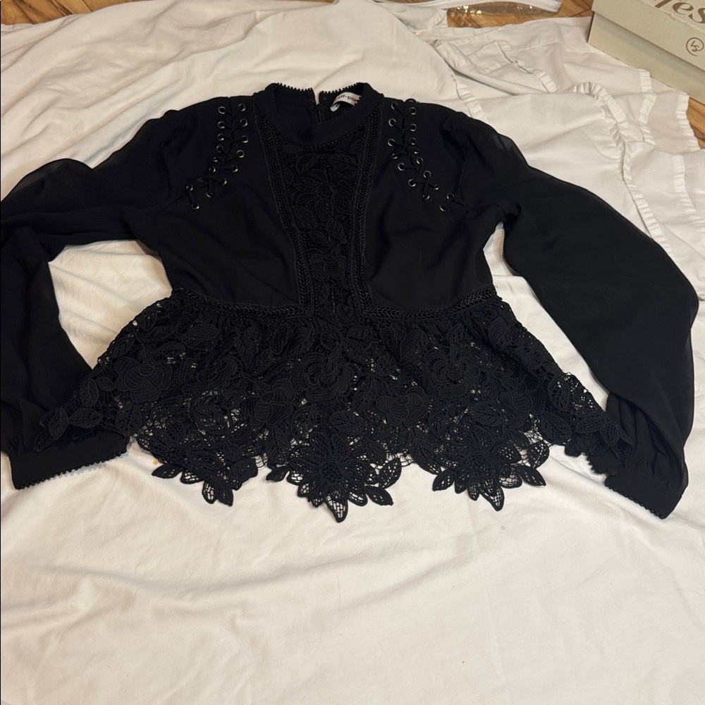 Self-Portrait Elegant Black Lace Blouse 10